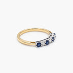 18ct Yellow Gold Sapphire & Diamond 7-Stone Half Eternity Ring