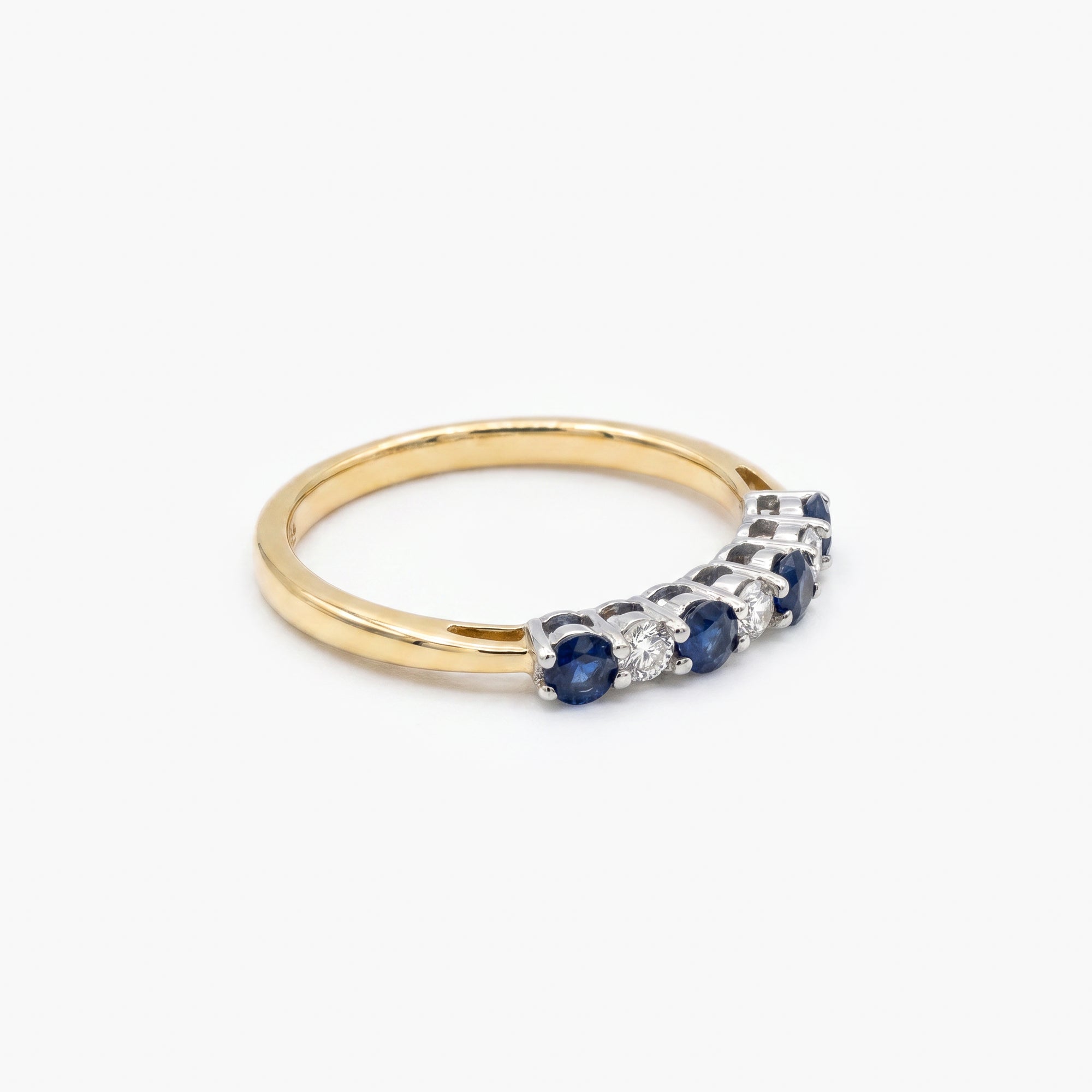 18ct Yellow Gold Sapphire & Diamond 7-Stone Half Eternity Ring