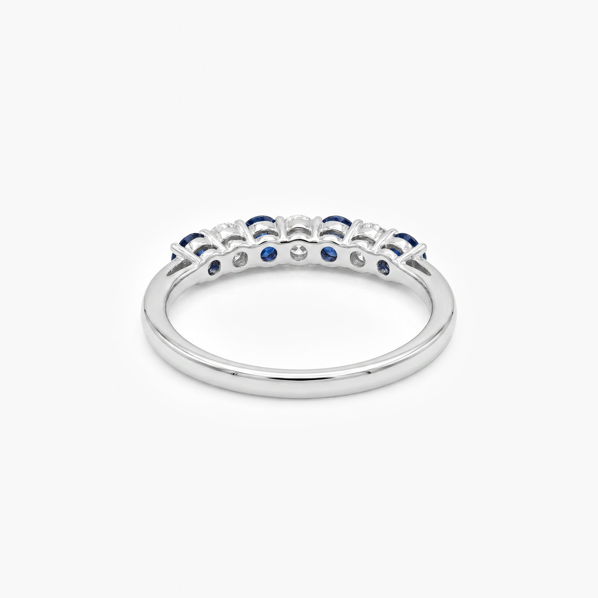 18ct White Gold Sapphire & Diamond 7-Stone Half Eternity Ring