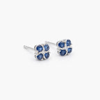 18ct White Gold Sapphire & Diamond Four-Leaf Clover Stud Earrings