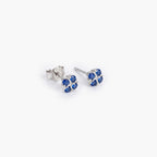 18ct White Gold Sapphire & Diamond Four-Leaf Clover Stud Earrings