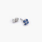 18ct White Gold Sapphire & Diamond Four-Leaf Clover Stud Earrings