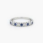 9ct White Gold Sapphire & Diamond Half Eternity Ring