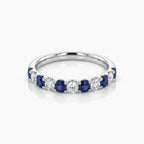 Platinum Diamond and Sapphire Half Eternity Ring