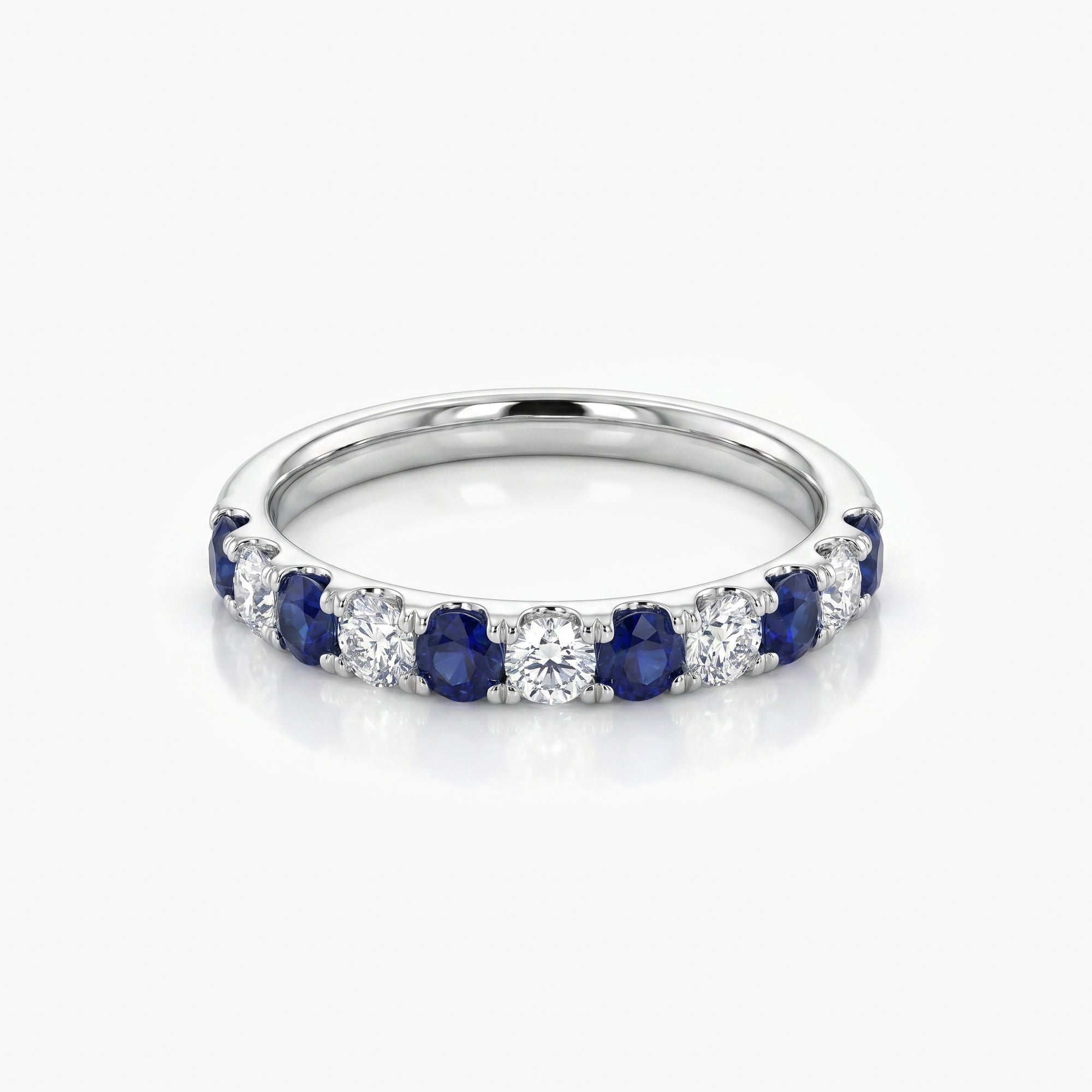 Platinum Diamond and Sapphire Half Eternity Ring