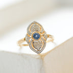 9 Carat Gold Art Deco Style Sapphire & Diamond Ring - Jordans Jewellers