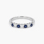 18ct White Gold Sapphire & Diamond 7-Stone Half Eternity Ring