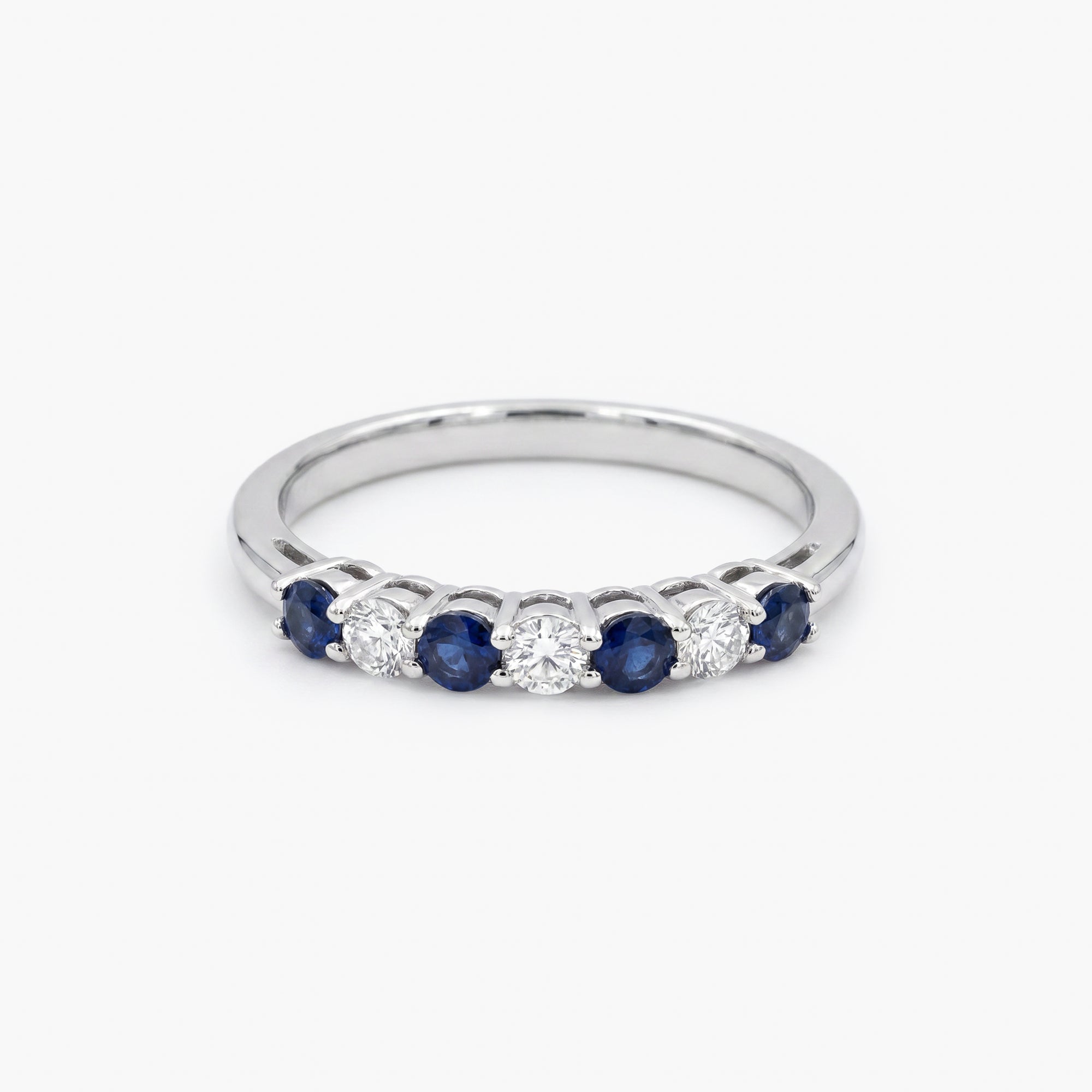 18ct White Gold Sapphire & Diamond 7-Stone Half Eternity Ring