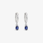 9ct White Gold Sapphire 0.40ct Drop Earrings - Front View