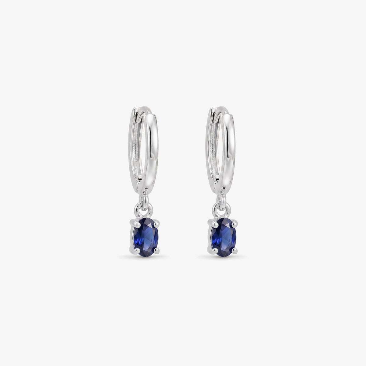 9ct White Gold Sapphire 0.40ct Drop Earrings - Front View