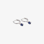 9ct White Gold Sapphire 0.40ct Drop Earrings - Detail View