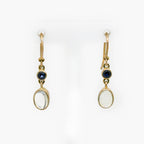 Sapphire & Moonstone Drop Earrings in 9ct Yellow Gold - Jordans Jewellers