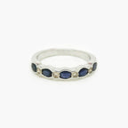 9ct White Gold Sapphire & Diamond Rubover Set Half Eternity Ring - Jordans Jewellers