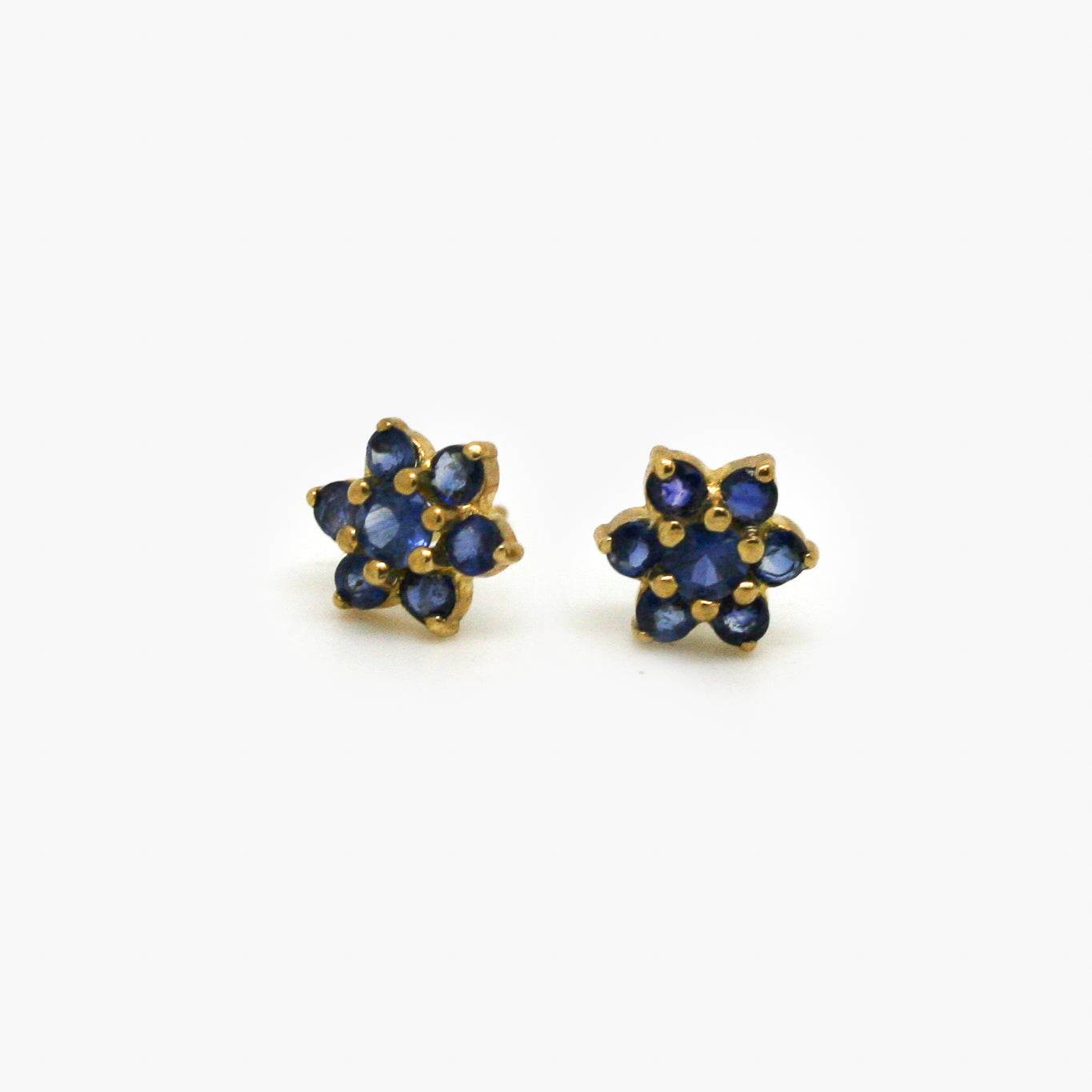 9ct Gold Sapphire Flower Stud Earrings