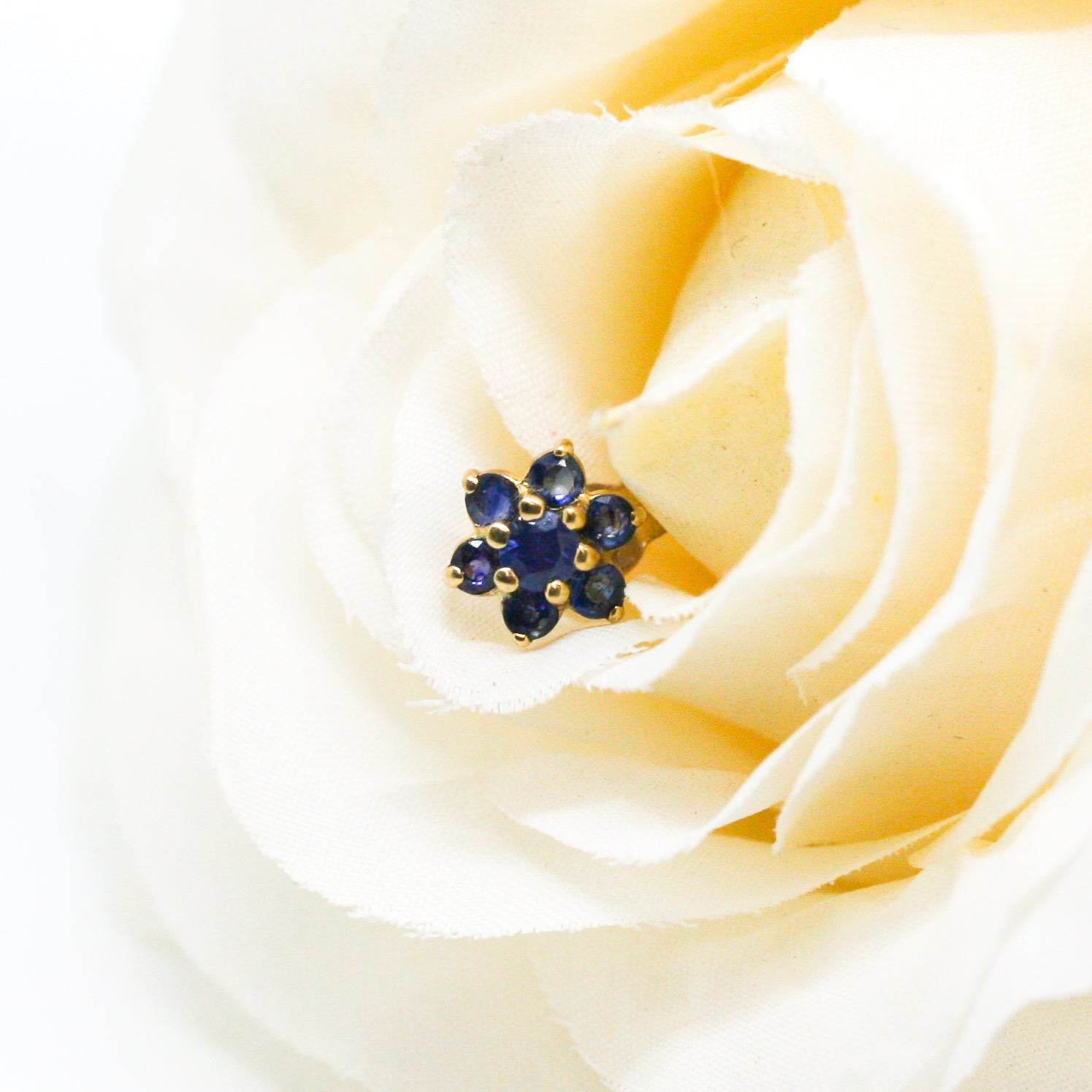 9ct Gold Sapphire Flower Stud Earrings