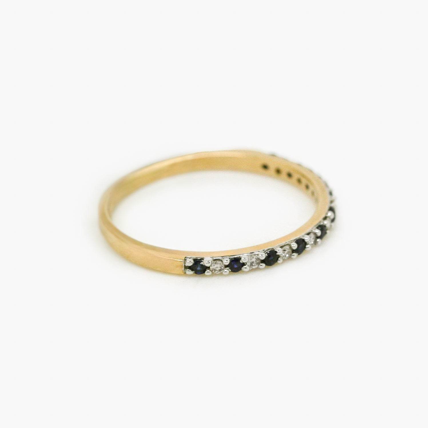 9ct Yellow Gold Sapphire and Diamond Half Eternity Ring