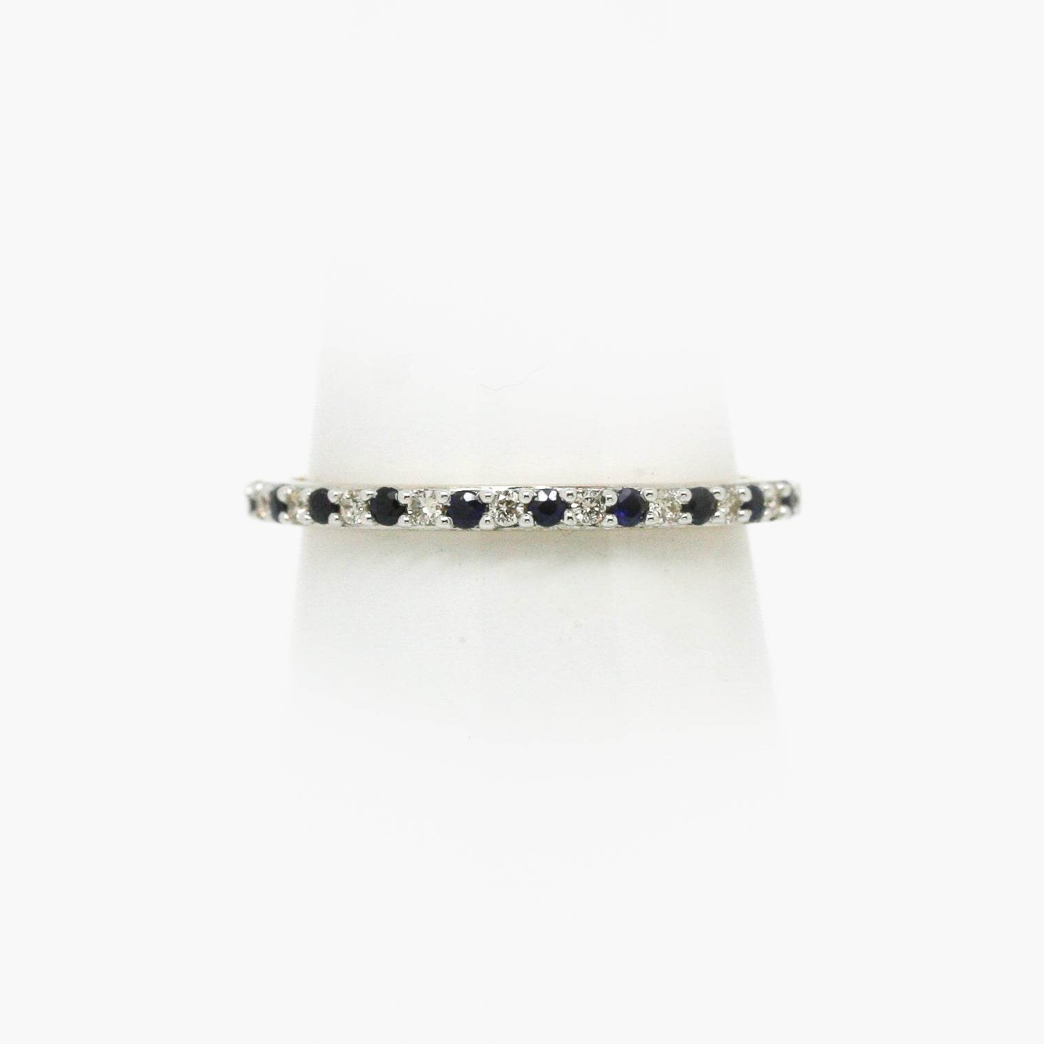 9ct Yellow Gold Sapphire and Diamond Half Eternity Ring