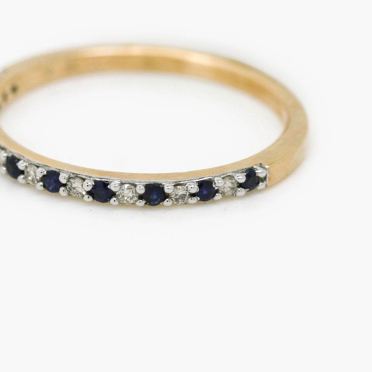 9ct Yellow Gold Sapphire and Diamond Half Eternity Ring
