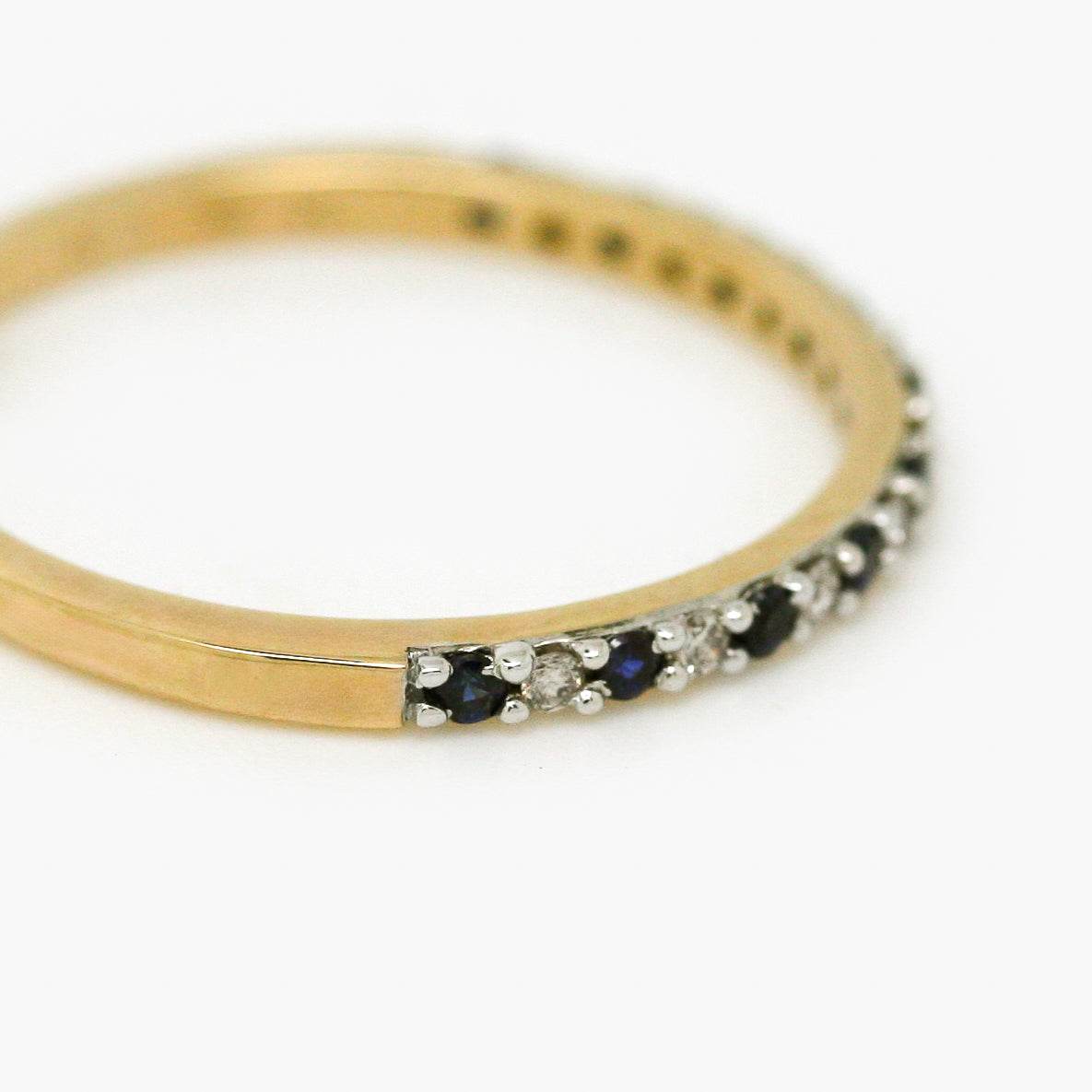 9ct Yellow Gold Sapphire and Diamond Half Eternity Ring
