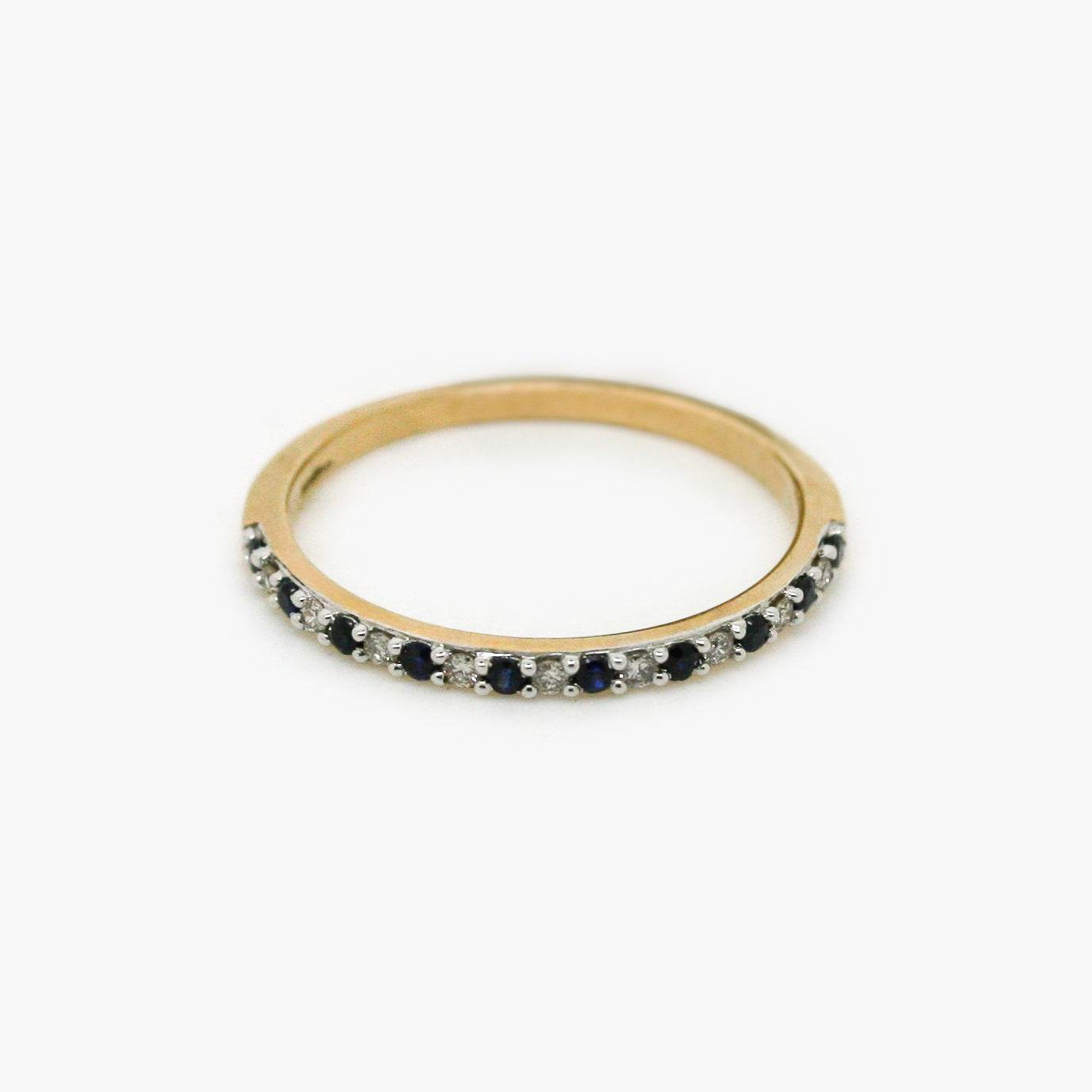 9ct Yellow Gold Sapphire and Diamond Half Eternity Ring