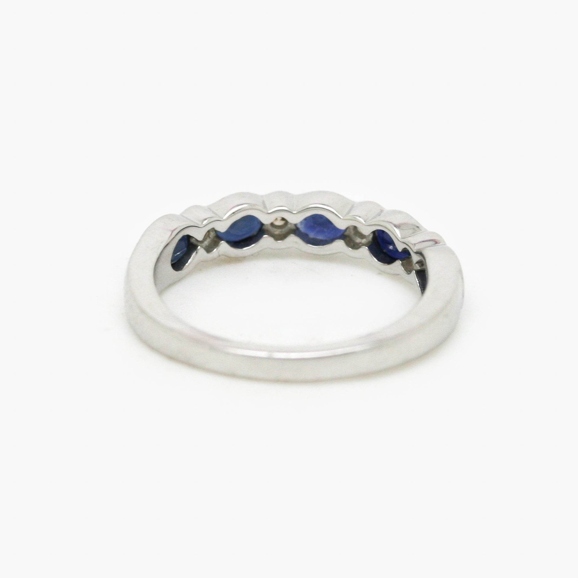 9ct White Gold Sapphire & Diamond Rubover Set Half Eternity Ring - Jordans Jewellers