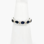 9ct White Gold Sapphire & Diamond Rubover Set Half Eternity Ring - Jordans Jewellers