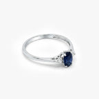 9ct White Gold Oval Sapphire and Diamond Three Stone Ring