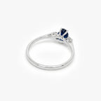 9ct White Gold Oval Sapphire and Diamond Three Stone Ring
