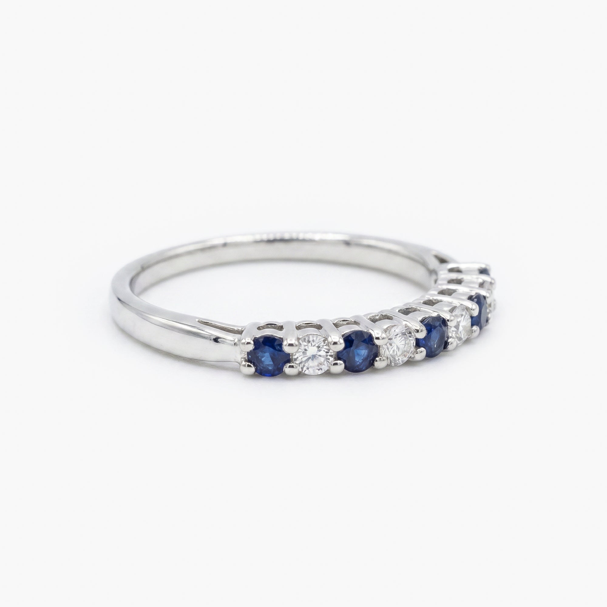 18ct White Gold Sapphire & Diamond 7-Stone Half Eternity Ring