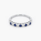18ct White Gold Sapphire & Diamond 7-Stone Half Eternity Ring