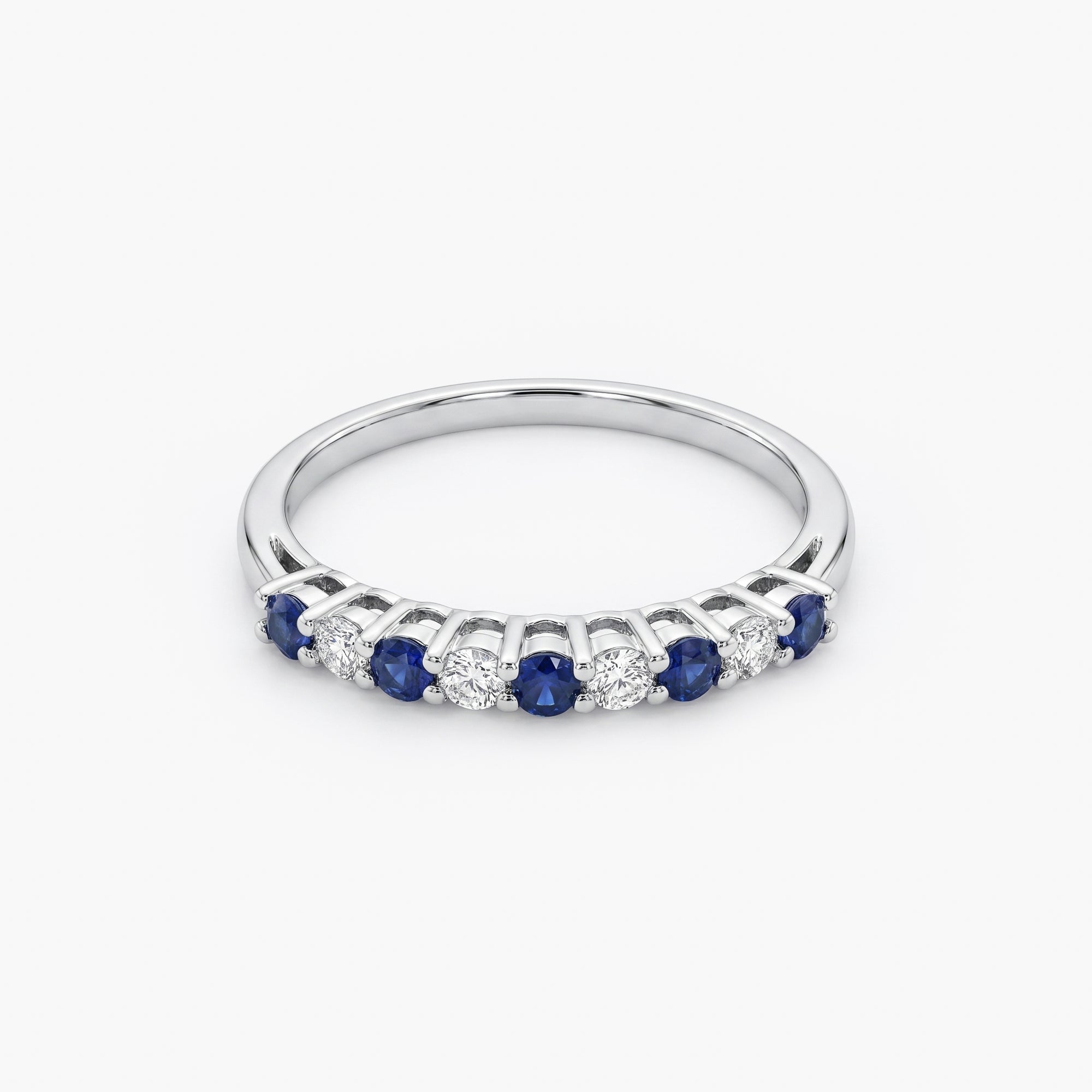18ct White Gold Sapphire & Diamond 7-Stone Half Eternity Ring