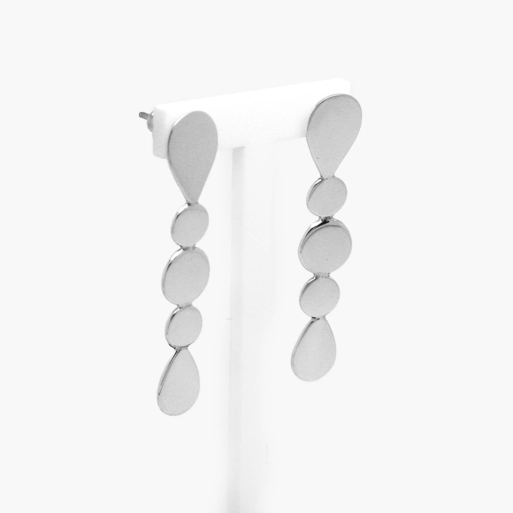 Silver Straight Drop Stud Earrings