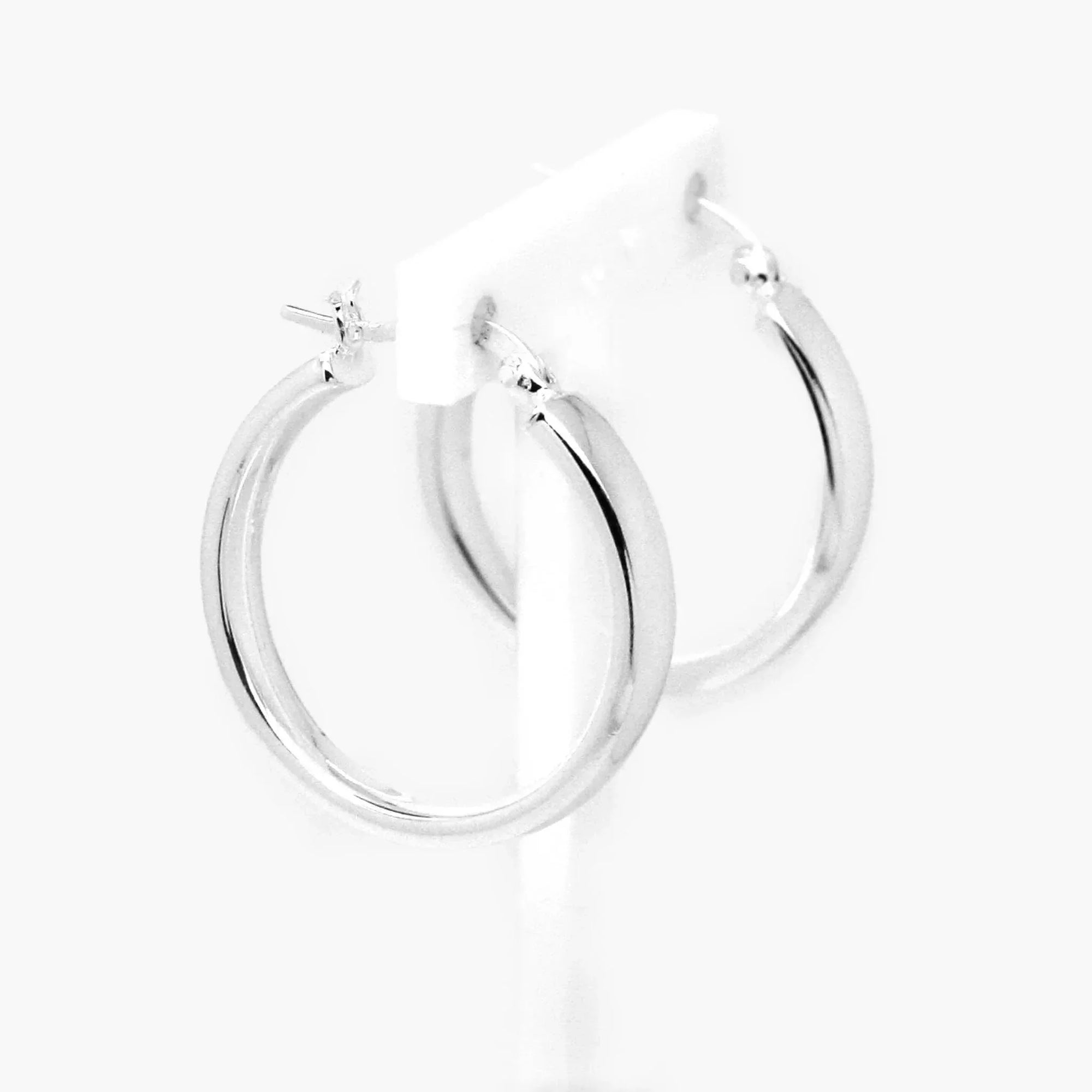 Silver 25mm Polished Hoop Earrings - Jordans Jewellers
