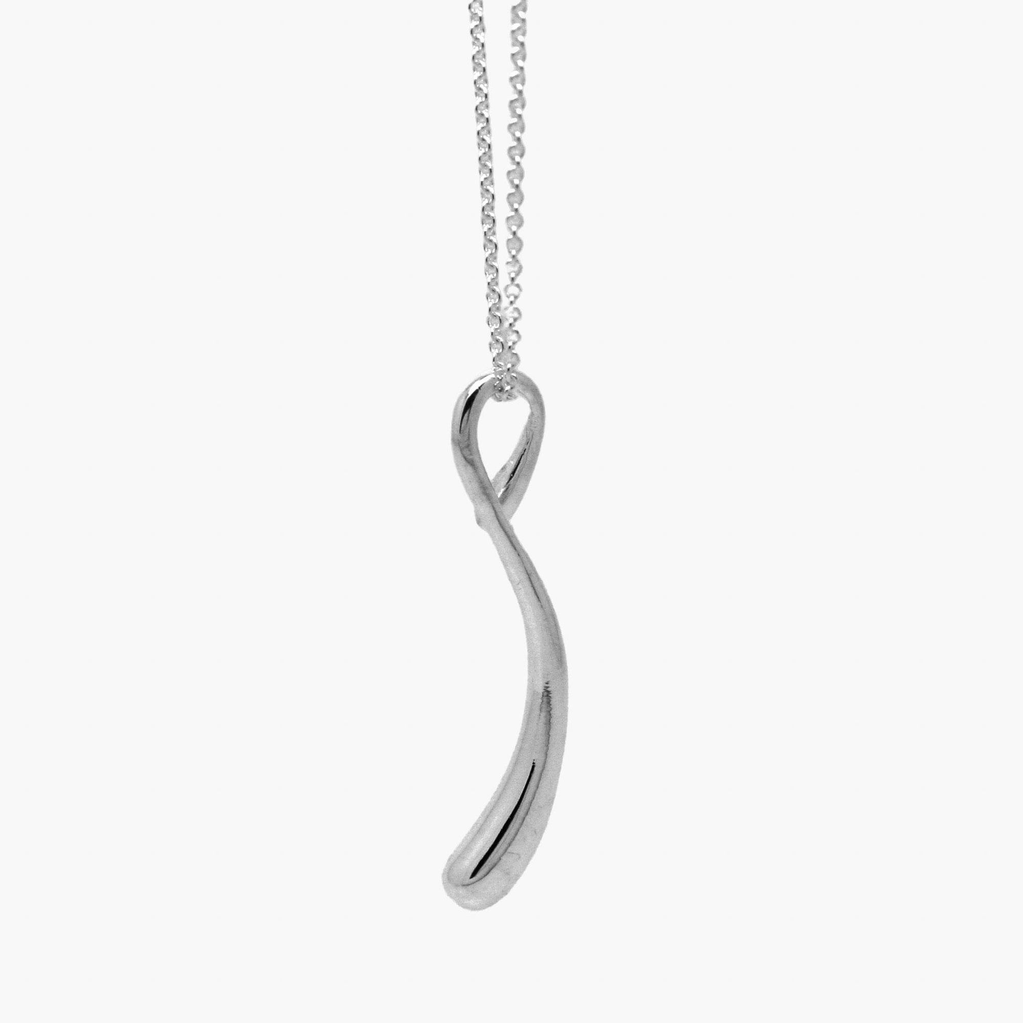 Silver Curved Pendant Necklace - Jordans Jewellers