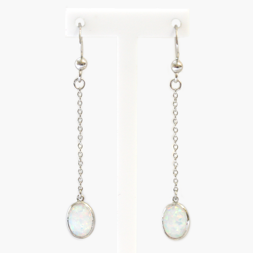 Silver Opal Drop Earrings