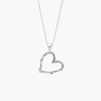 Silver Textured Open Heart Pendant Necklace - Jordans Jewellers