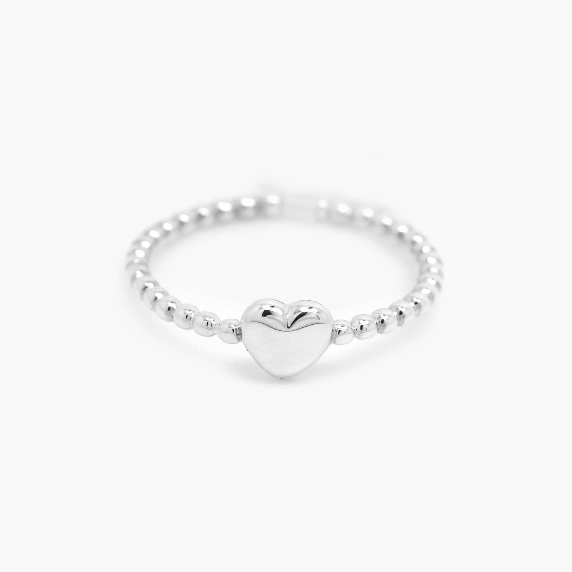 Silver Beaded Heart Ring - Jordans Jewellers