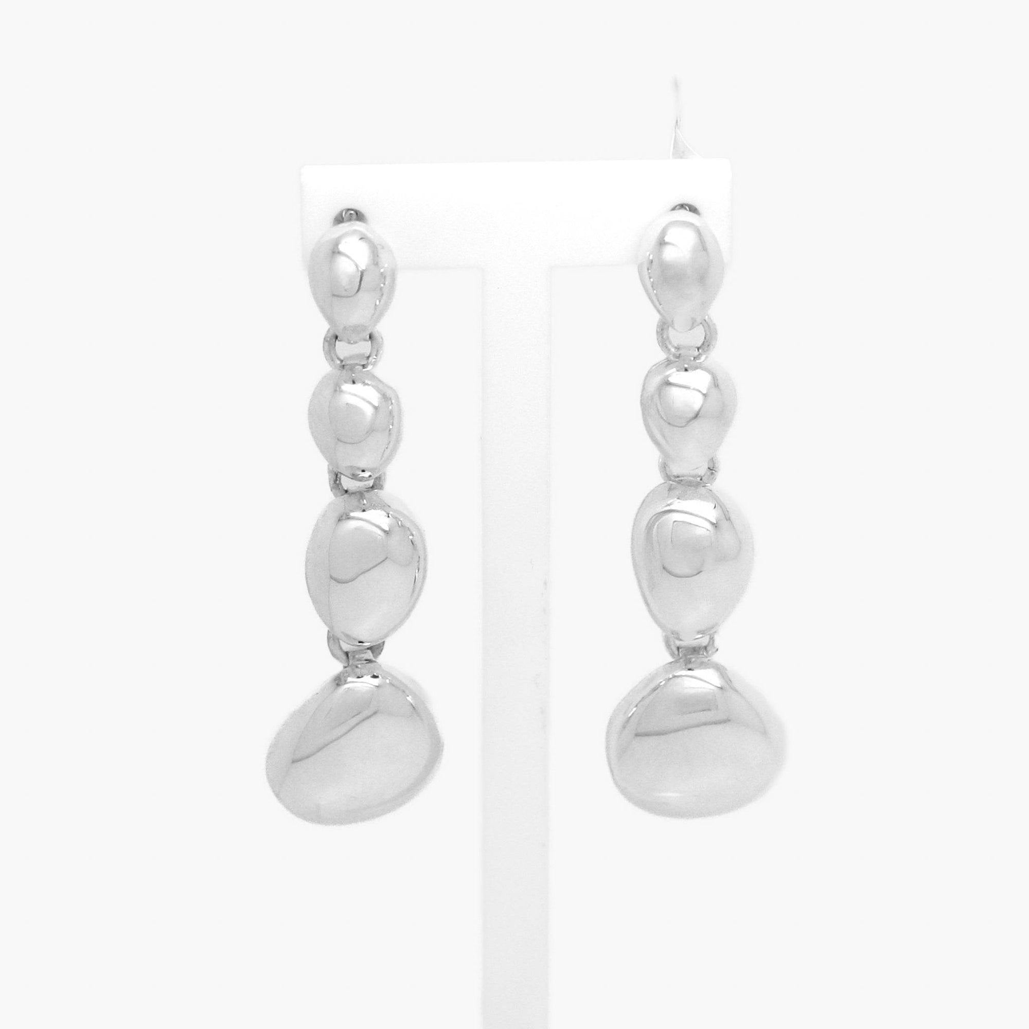 Silver Polished Pebble Drop Earrings - Pebble Set - Jordans Jewellers