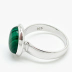 Silver Malachite Oval Cabochon Ring