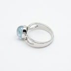 Silver Aquamarine Oval Cabochon Ring