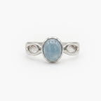 Silver Aquamarine Oval Cabochon Ring