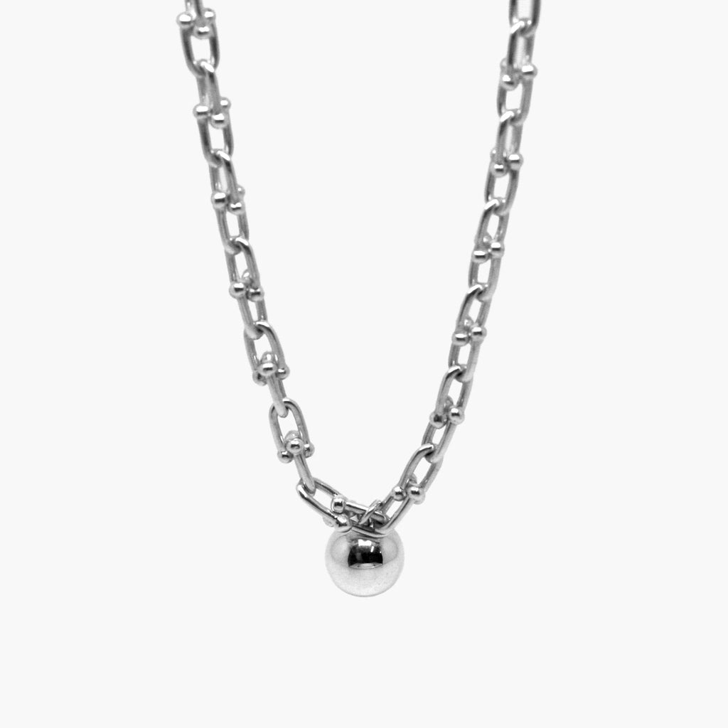 Silver Bead & Chain Link Necklace - Jordans Jewellers