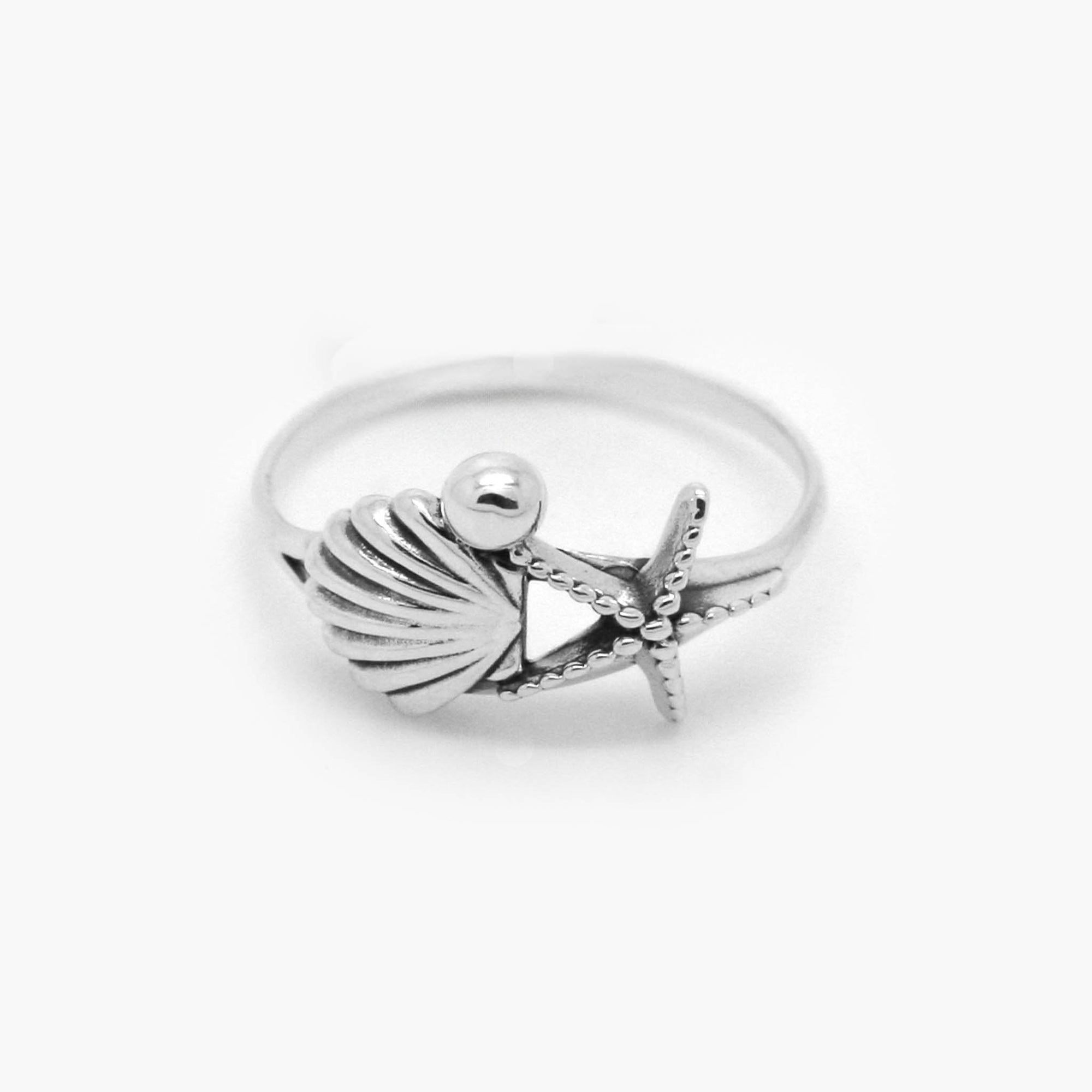 Silver Starfish & Seashell Ring - Jordans Jewellers