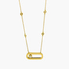 18ct Yellow Gold Sliding Diamond Necklace with Diamond Set Chain - Jordans Jewellers