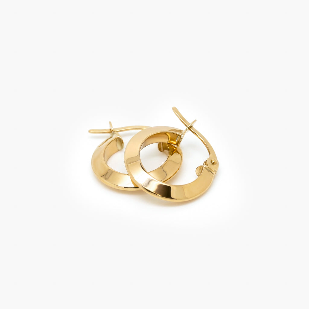 Small 9ct Yellow Gold Knife Edge Hoop Earrings