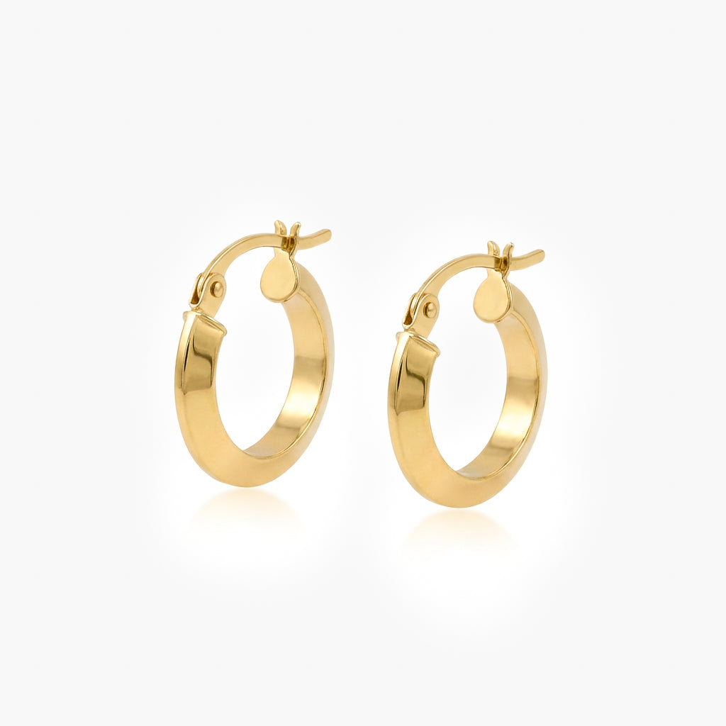 Small 9ct Yellow Gold Knife Edge Hoop Earrings
