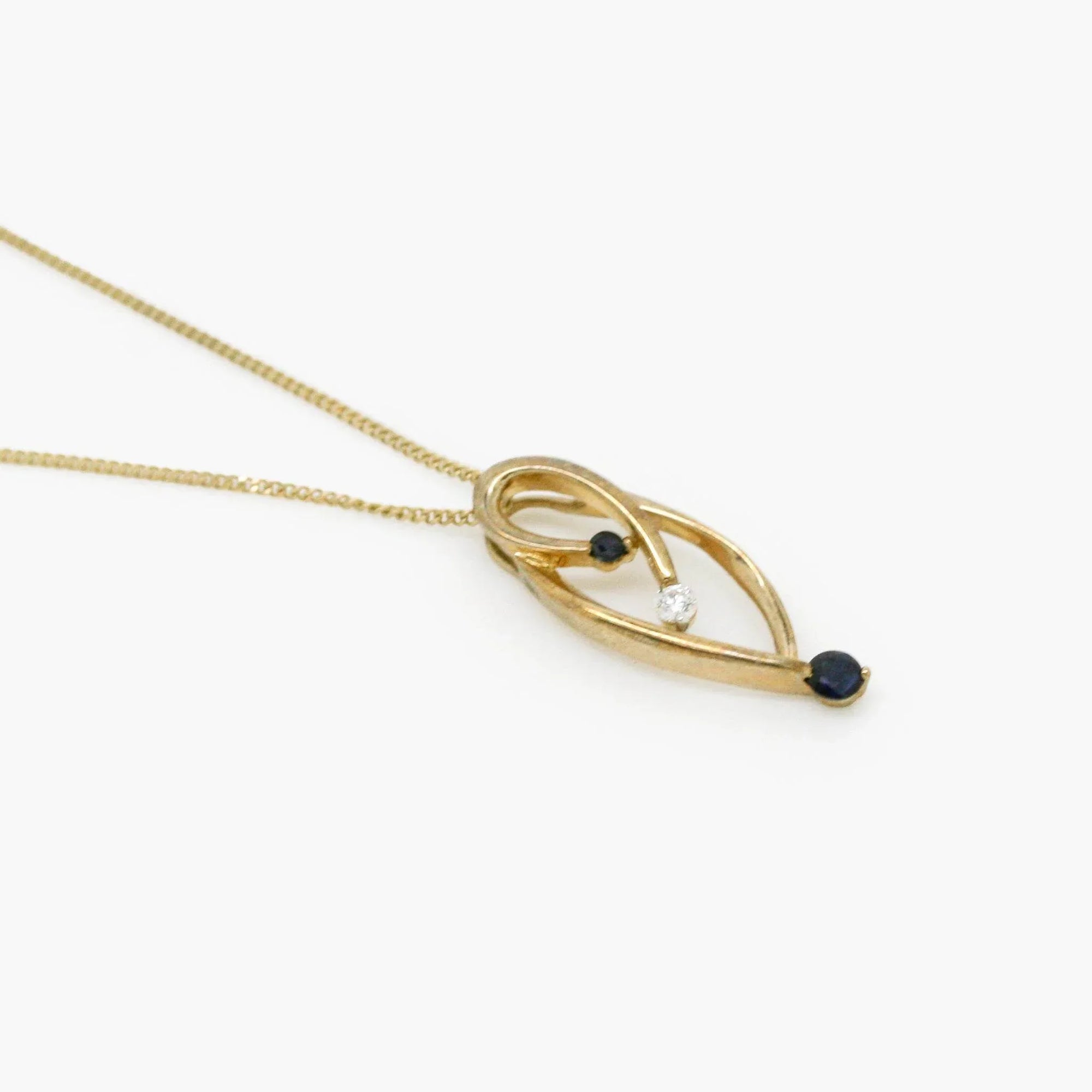 9ct Yellow Gold Sapphire & Diamond Pendant Necklace - Jordans Jewellers