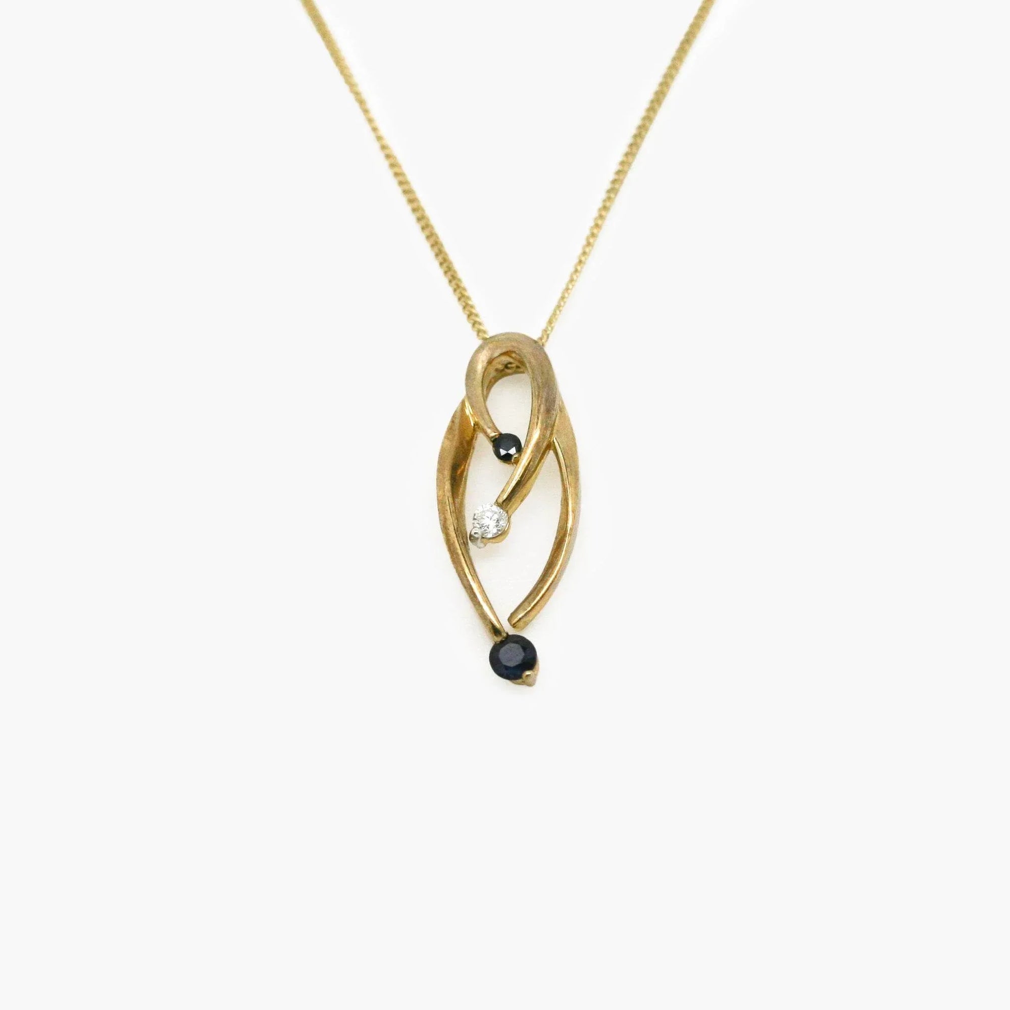 9ct Yellow Gold Sapphire & Diamond Pendant Necklace - Jordans Jewellers