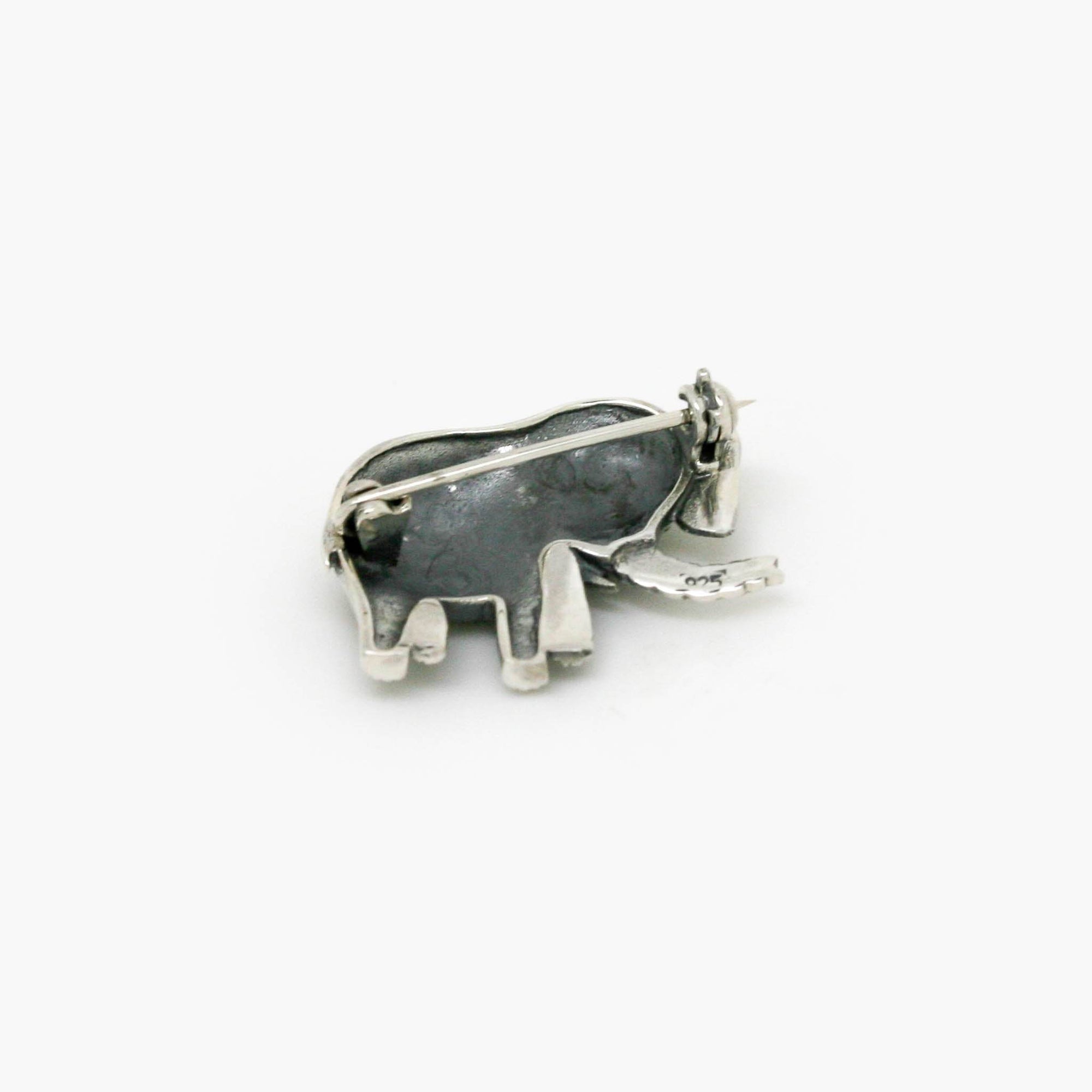 Silver Marcasite Elephant Brooch - Jordans Jewellers