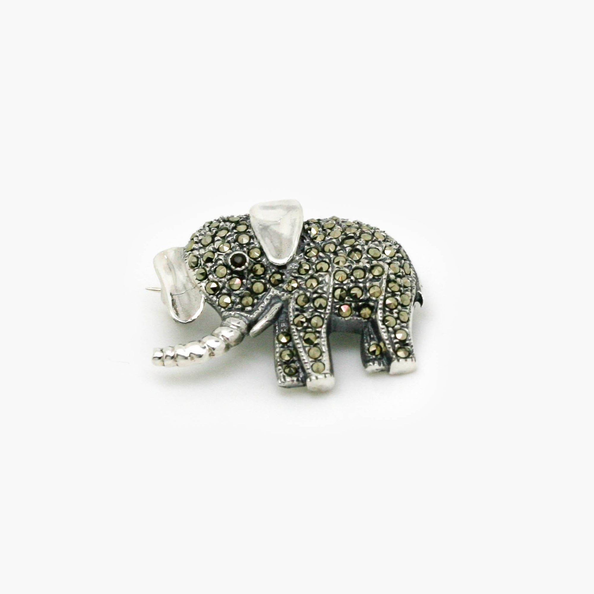 Silver Marcasite Elephant Brooch - Jordans Jewellers